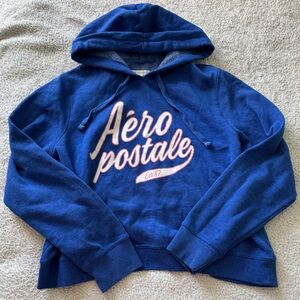 Aeropostale Blue Logo Text Pullover Hoodie Size XL